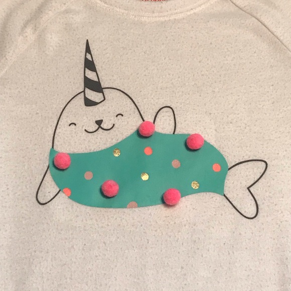 Cat & Jack White LS Graphic Blouse 
4 / 5 XS Extra Small 
Seal with Pink Tassels - Picture 9 of 15